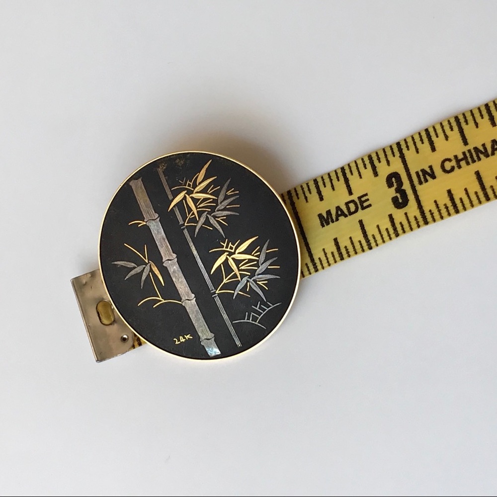 VTG 24k Damascene Black Amita Japan Pin Brooch - Picture 6 of 6